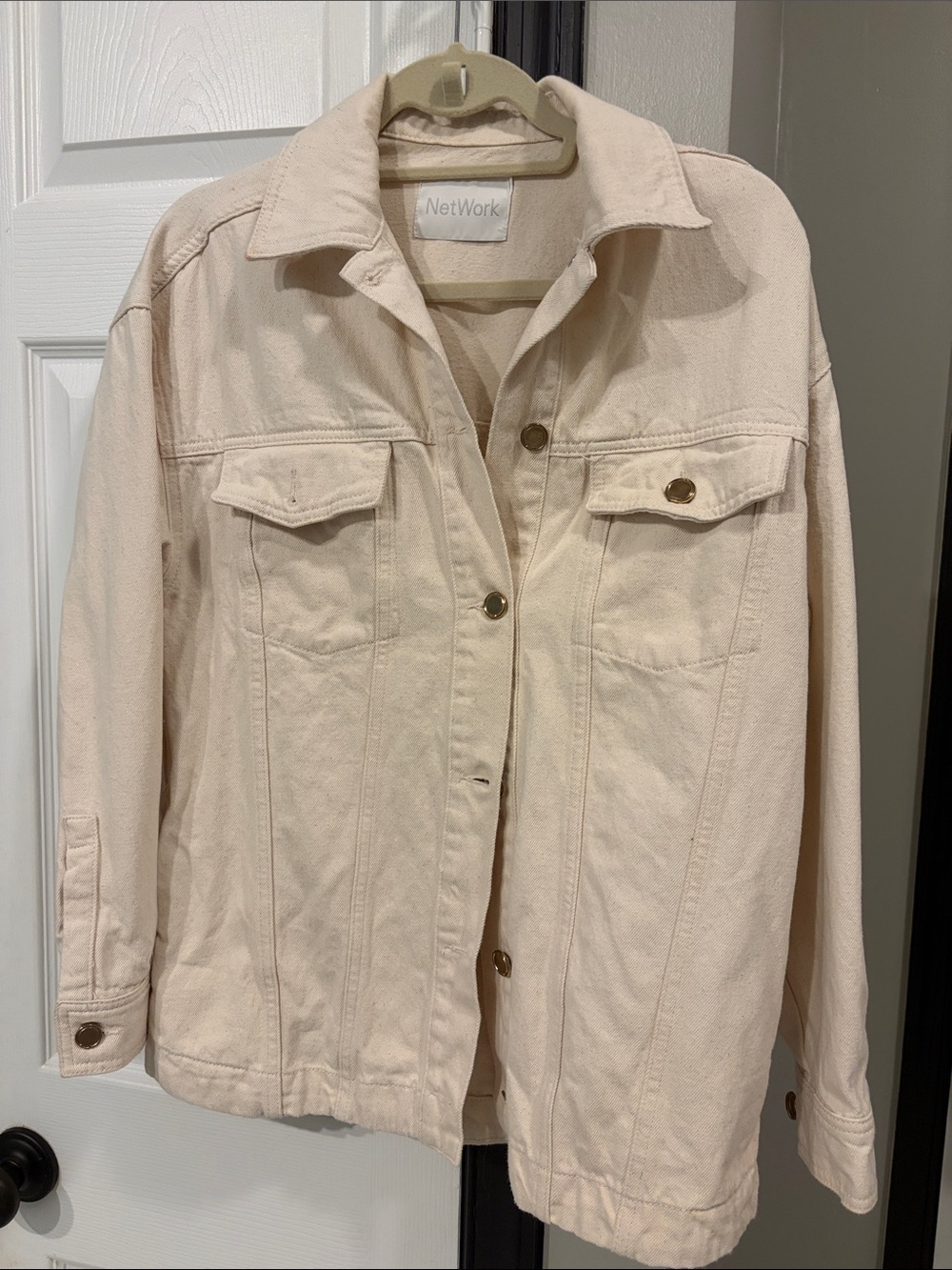 Women's Cream Oversized Denim Jacket